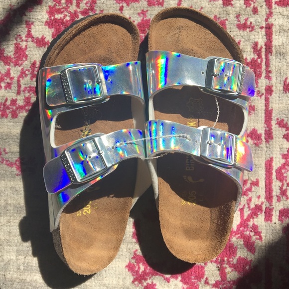 silver birkenstocks sale